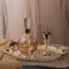 Σετ Γάμου με Καράφα, Ποτήρι & Δίσκο σε Χρυσές Λεπτομέρειες 4 Σετ γάμου δίσκος καράφα ποτήρι