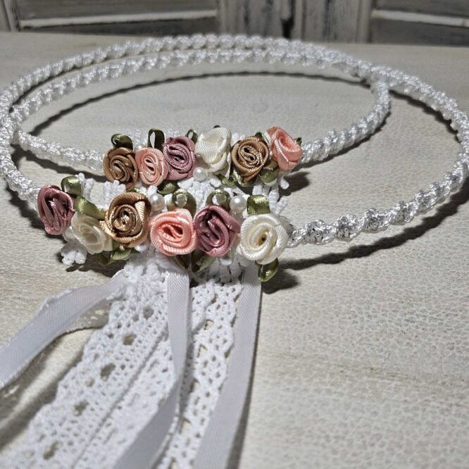 Vintage Στέφανα με Πολύχρωμα Υφασμάτινα Τριαντάφυλλα