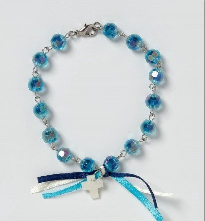 Μαρτυρικό βραχιόλι με κρυστάλλινες χάντρες και σταυρό.