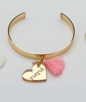 Βραχιόλι Χειροπέδα με Καρδιά "Γιαγιά" και Φούντα