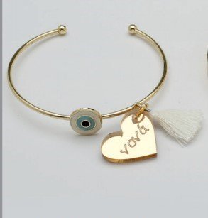 Βραχιόλι Χειροπέδα με Καρδιά "Νονά" και Μάτι