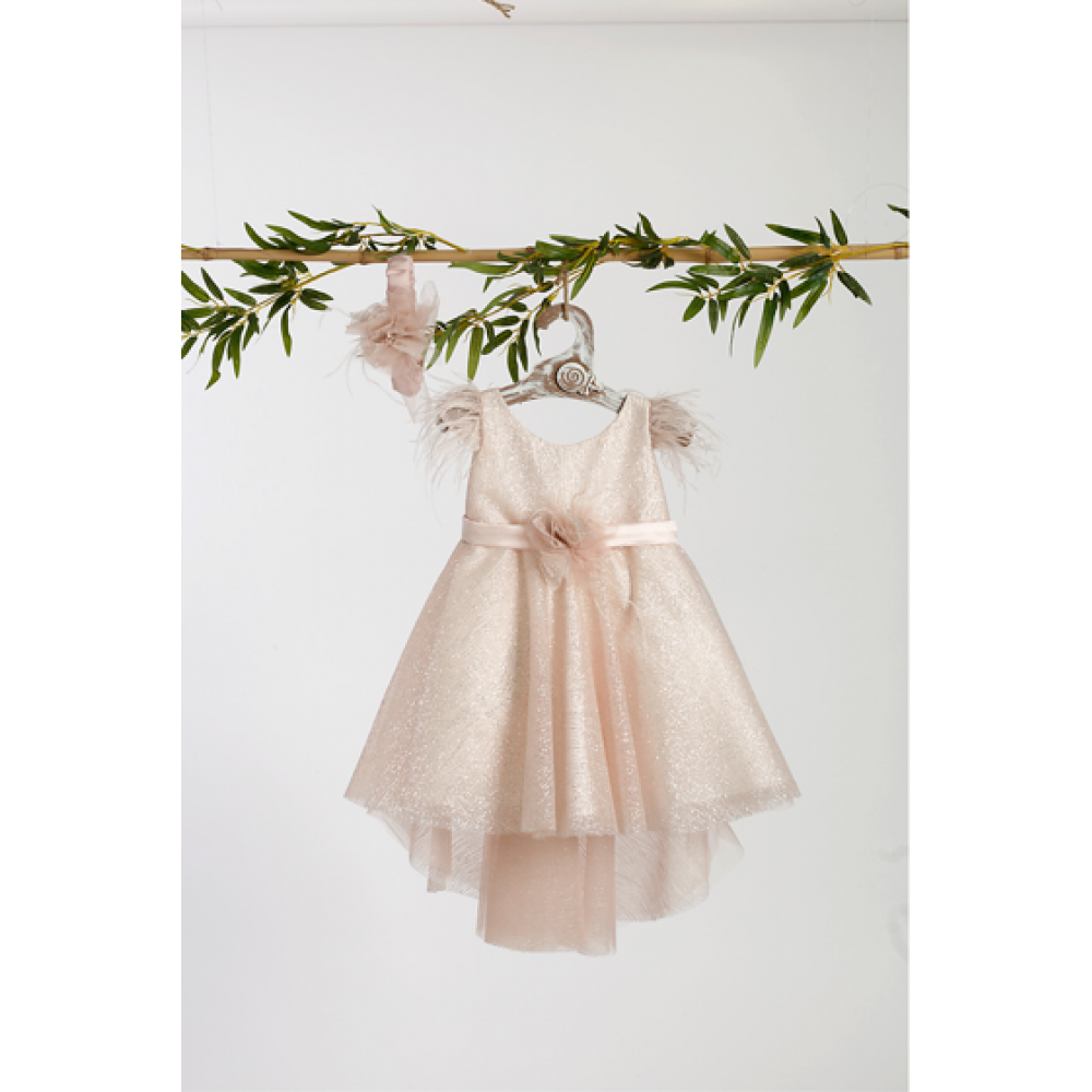 Fairy Glow – Φόρεμα Βάπτισης Ροζ Σαμπανί με Φτερά 1 Fairy Glow – Φόρεμα Βάπτισης Ροζ Σαμπανί με Φτερά