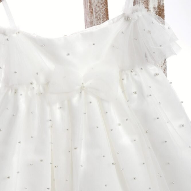 Tiny Princess Pearl – Λευκό Βαπτιστικό με Τούλι 3 ΦΔ 25351