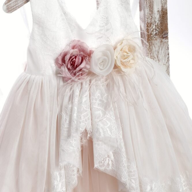 Little Angel Dress – Βαπτιστικό με Χειροποίητα Λουλούδια 3 ΦΛ 25141