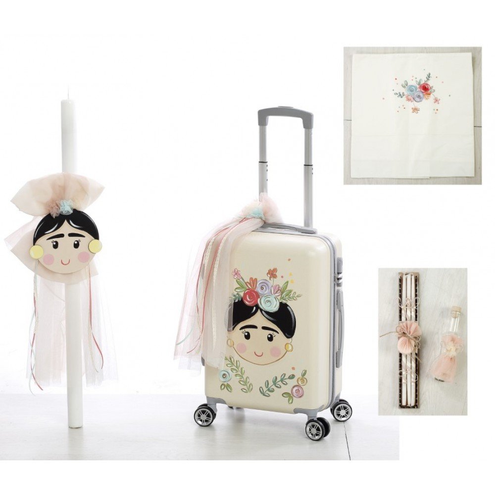 Πακέτο Βάπτισης Κοριτσιού «Φρίντα Κάλο» – Βαλίτσα, Λαμπάδα & Σετ Λαδικών 1 Πακέτο Βάπτισης Κοριτσιού «Φρίντα Κάλο» – Βαλίτσα, Λαμπάδα & Σετ Λαδικών