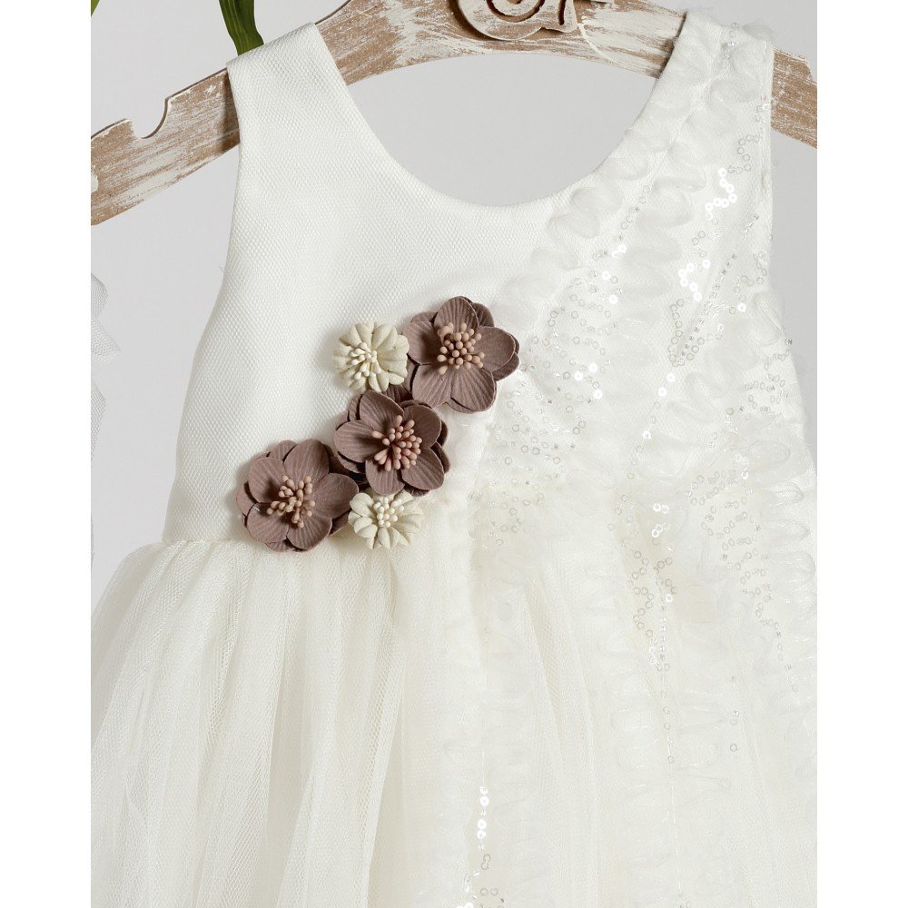 Rosée Étoile – Φόρεμα Βάπτισης με Τούλι & Λουλούδια 2 Rosée Étoile – Φόρεμα Βάπτισης με Τούλι & Λουλούδια - Image 2
