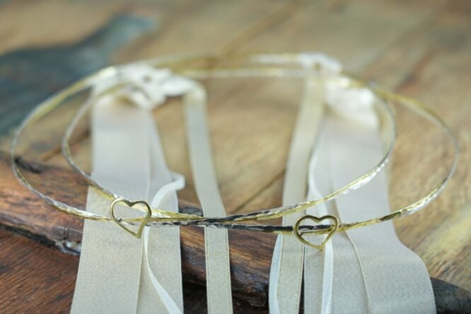 Επίχρυσα Κομψά Στέφανα με Σατέν Κορδέλες