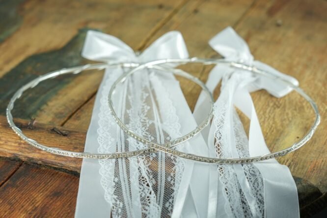 Minimal Επάργυρα Στέφανα Γάμου με Φιόγκο