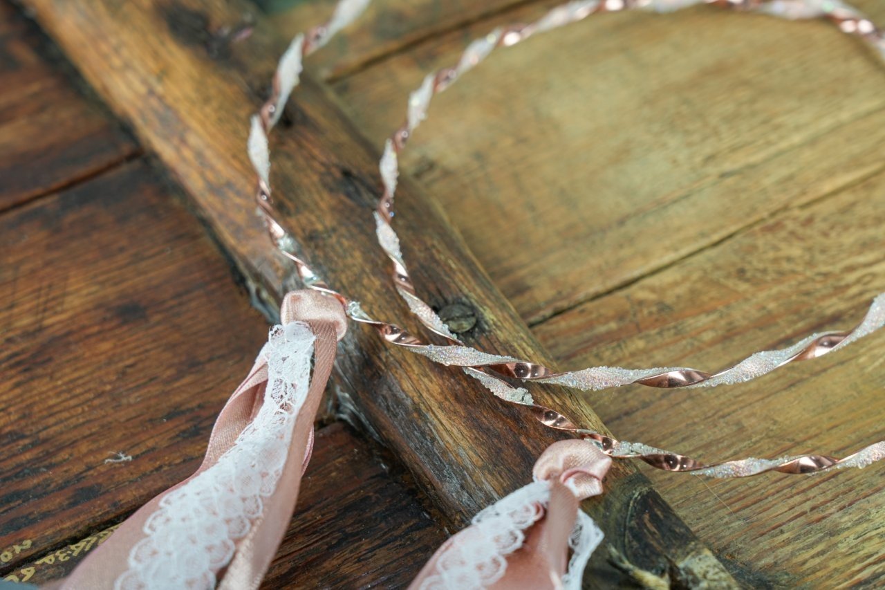 Στέφανα Γάμου Ροζ Χρυσό με Σατέν Κορδέλα και Δαντέλα 1 Στέφανα Γάμου Ροζ Χρυσό με Σατέν Κορδέλα και Δαντέλα