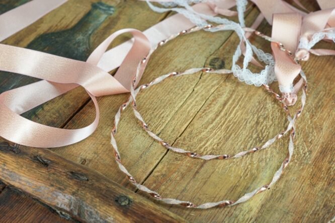 Στέφανα Γάμου Ροζ Χρυσό με Σατέν Κορδέλα και Δαντέλα 5 Στέφανα Γάμου Χειροποίητα σετ σε premium Συλλογή stefana gamou set nea syllogy madeve 66