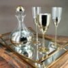 Σετ Γάμου Καράφα και Ποτήρια με Δίσκο Χρυσό – Κομψότητα & Πολυτέλεια 2 madeve stefana gamou vivlia efchon 150