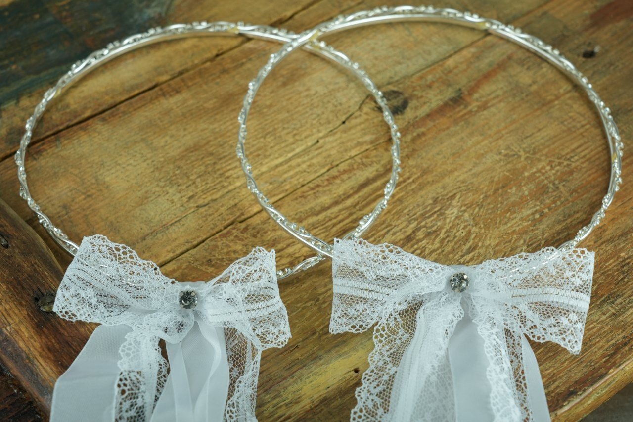 Επάργυρα Στέφανα με Φιόγκους Δαντέλας 1 Επάργυρα Στέφανα με Φιόγκους Δαντέλας