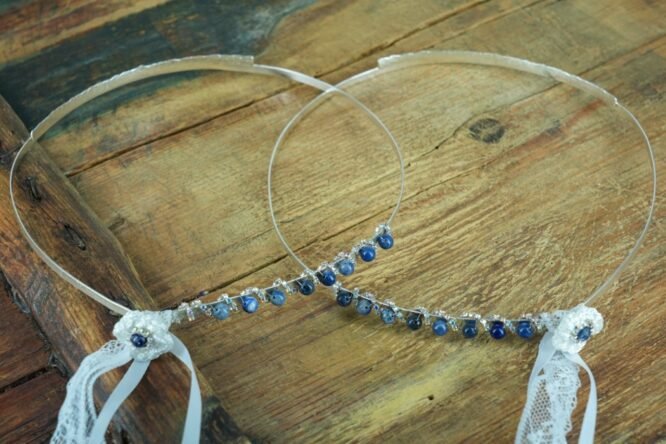 Επάργυρα Στέφανα Γάμου με Μπλε Αχάτη