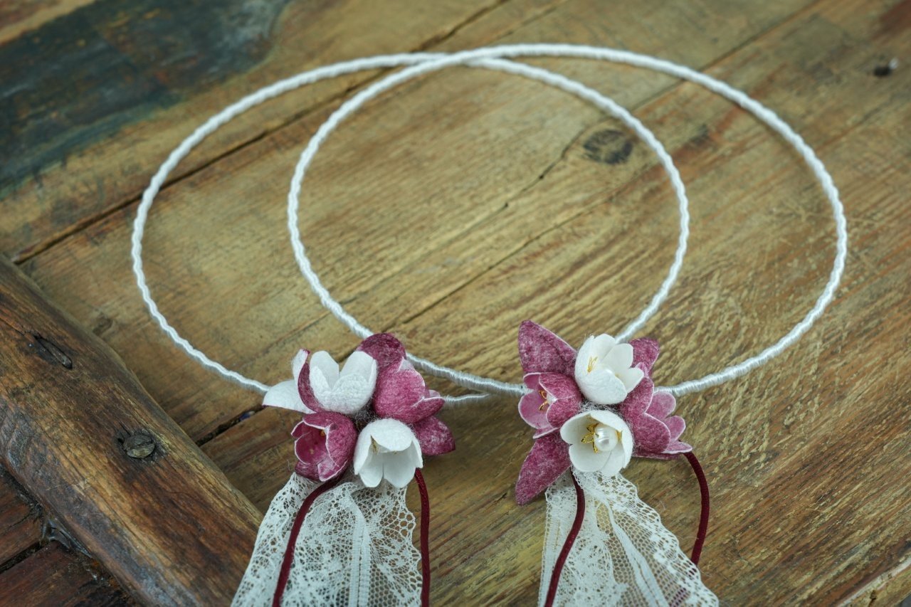 Μεταξωτά Στέφανα Γάμου με Λουλούδια & Δαντέλα 1 Μεταξωτά Στέφανα Γάμου με Λουλούδια & Δαντέλα