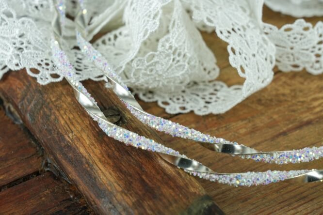 Χειροποίητα Στέφανα Γάμου με Κρύσταλλο & Δαντελένιο Δέσιμο