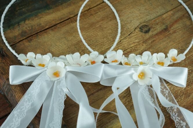 Χειροποίητα Στέφανα Γάμου με Μεταξωτά Λουλούδια