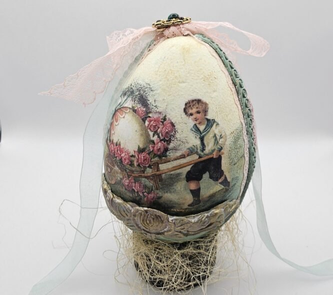 Χειροποίητο Διακοσμητικό Πασχαλινό Αυγό Foam Vintage