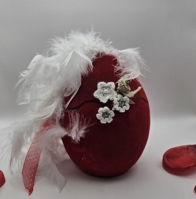 Βελούδινο Διακοσμητικό Πασχαλινό Αυγό Πορσελάνης “Velvet Angel”