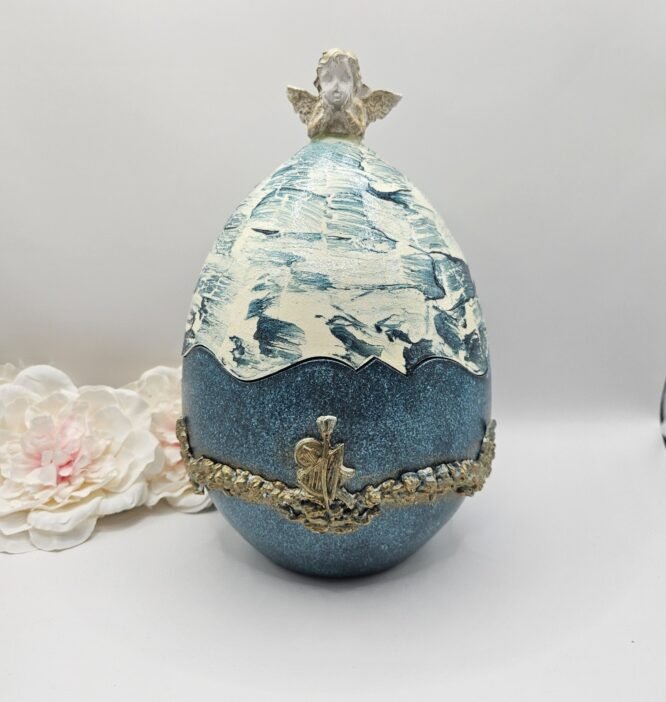 Διακοσμητικό Πασχαλινό Αυγό Πορσελάνης “Angel Blue”
