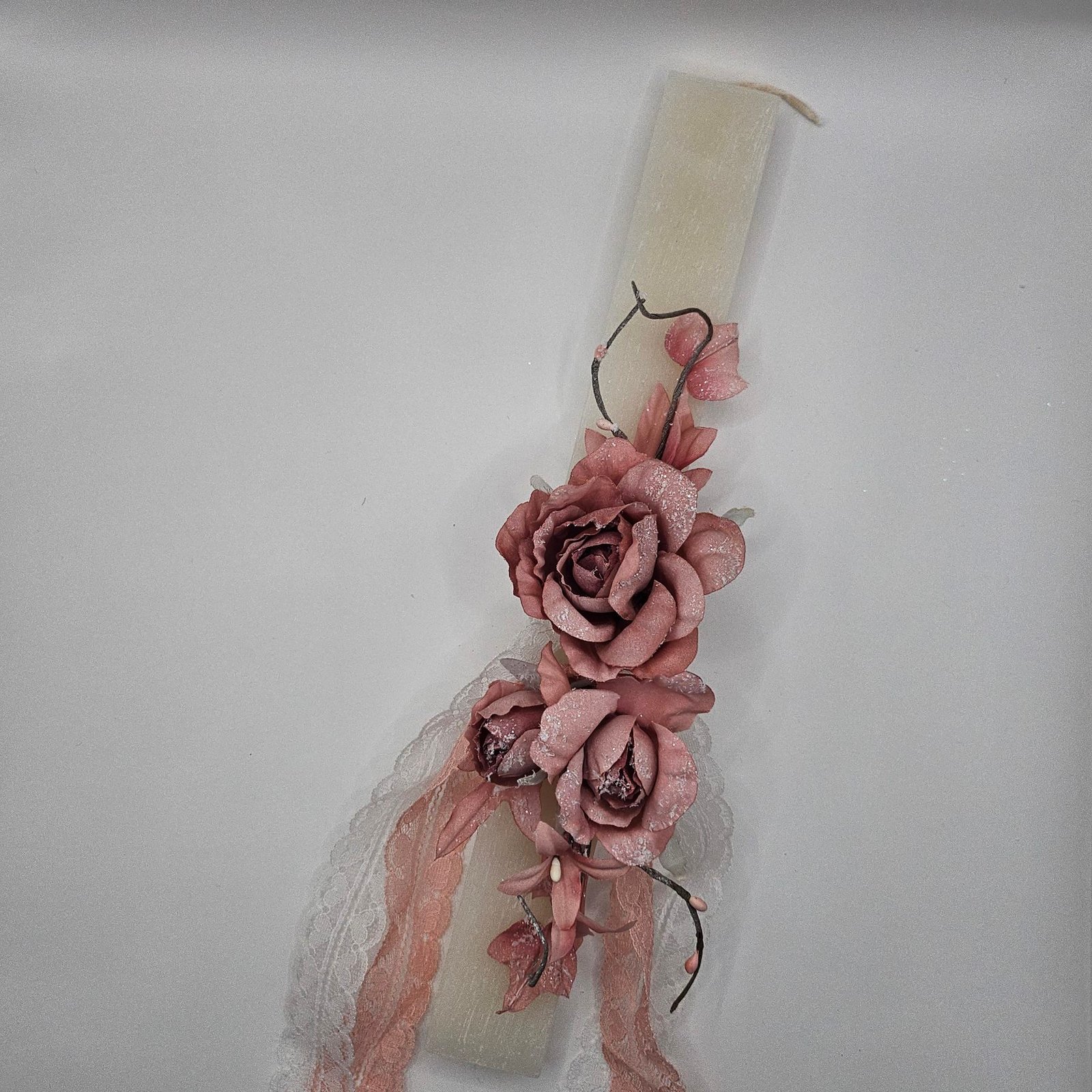 Πασχαλινή Λαμπάδα “Vintage Rose Elegance” 1 Πασχαλινή Λαμπάδα “Vintage Rose Elegance”