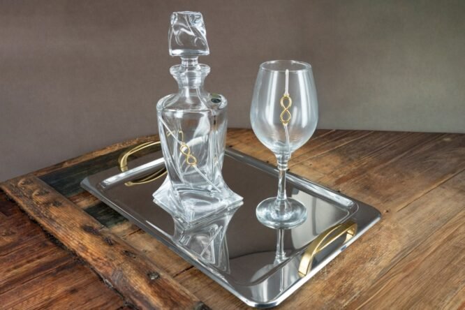 Σετ Γάμου Καράφα & Ποτήρι με Δίσκο – Σχέδιο Απείρου