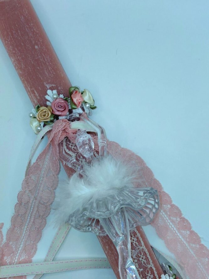 «Romantic Ballerina – Λαμπάδα με Μπαλαρίνα σε Vintage Ροζ Αποχρώσεις»