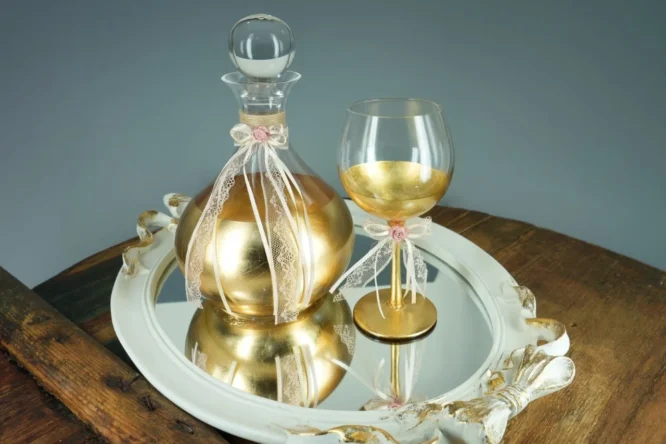 Golden Leaf Elegance – Σετ Γάμου με Φύλλα Χρυσού