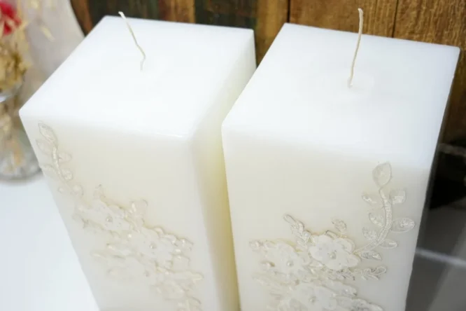 Ρομαντικές Λαμπάδες Γάμου Ivory Lace Elegance